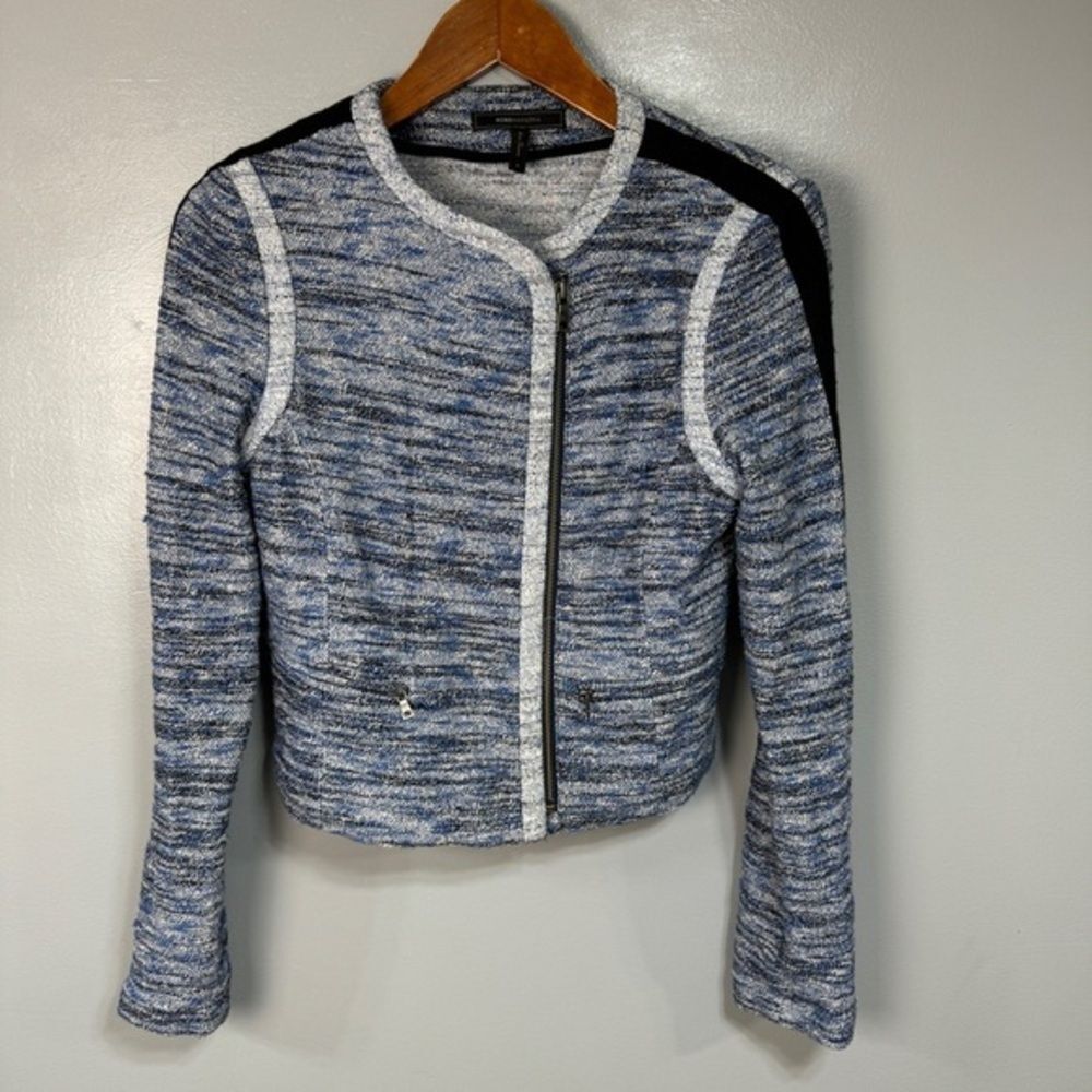 BCBG Tweed Moto Stretch Jacket sz S # D268